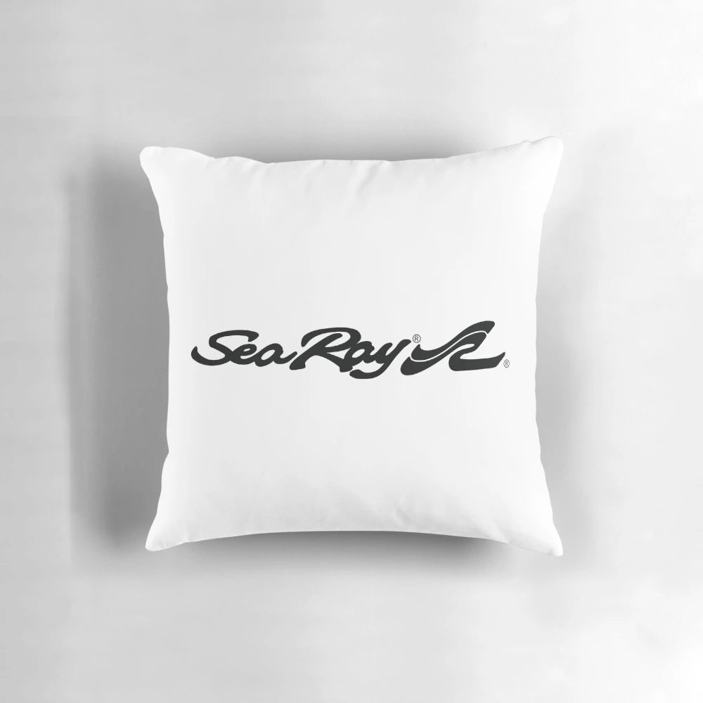 SeaRay Boats logo printed on a decorative throw pillow for a nautical-inspired home