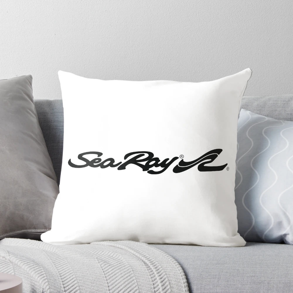 SeaRay Boats logo printed on a decorative throw pillow for a nautical-inspired home