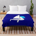 420 sailboat plush blanket with blue and white stripes