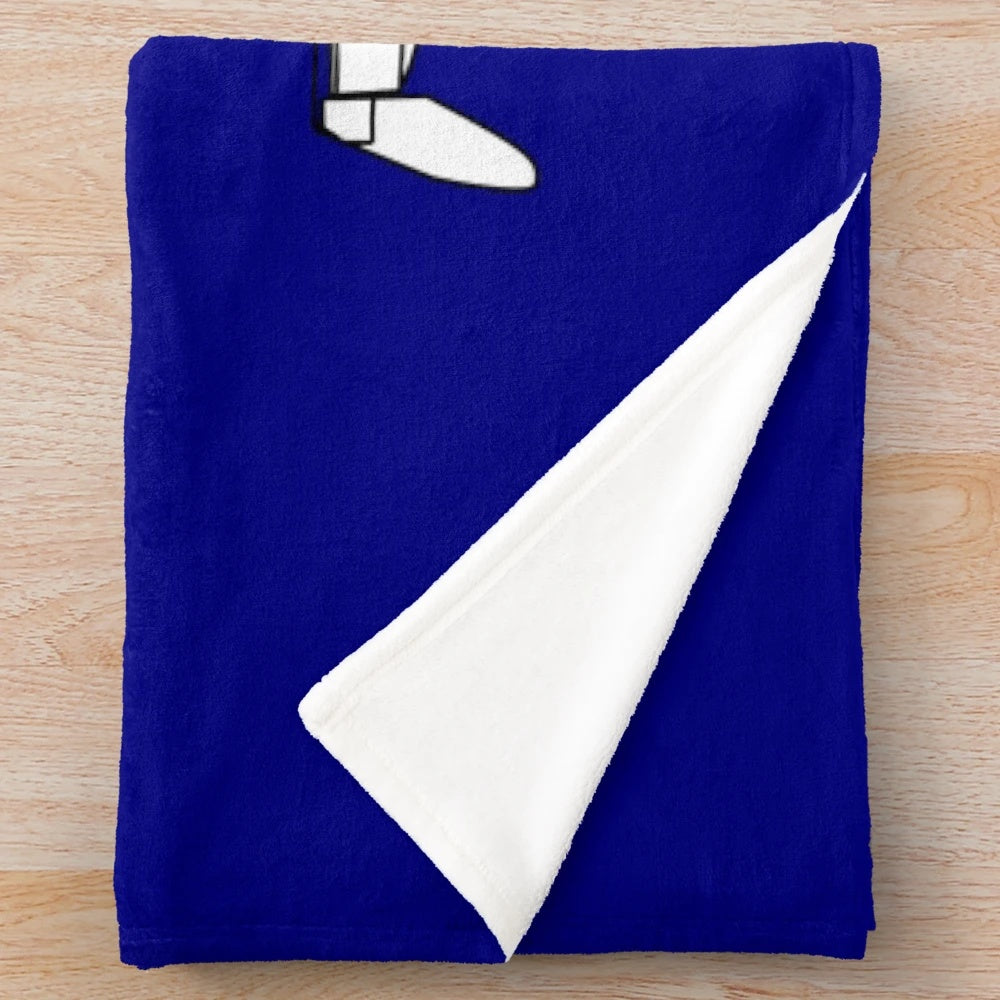 420 sailboat plush blanket with blue and white stripes