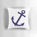 Navy blue anchor-patterned decorative throw pillow for nautical home decor