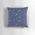 Navy blue and white scull pattern pillow with crossed oars design, perfect for rowing club enthusiasts