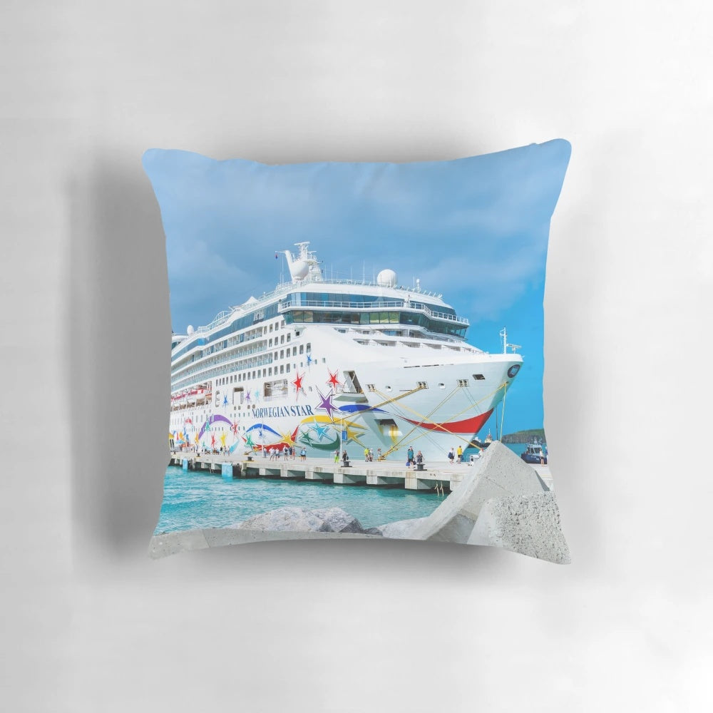NCL Norwegian Cruise Line Pillow with Anchor and Nautical Motif