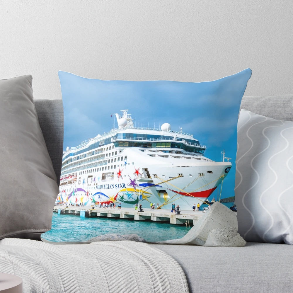 NCL Norwegian Cruise Line Pillow with Anchor and Nautical Motif