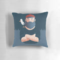 Nautical-themed throw pillow with a vintage illustration of a sailor and seagull.