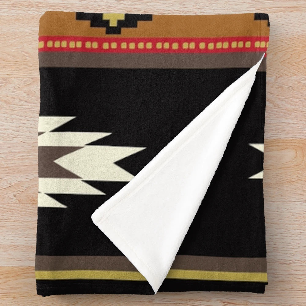 Vibrant Navajo-inspired plush blanket with a modern abstract geometric pattern