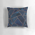Navy and copper geometric patterned decorative throw pillow