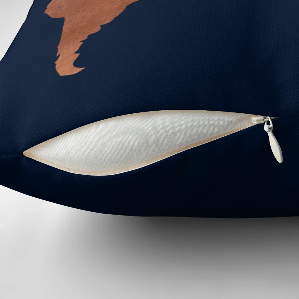 Navy blue and copper world map design decorative throw pillow