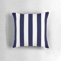 Navy blue and white striped decorative pillow for coastal and beach-inspired home decor