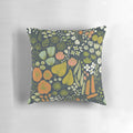 Navy blue botanical throw pillow with floral sketch design