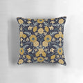 Navy blue, turquoise, and dark floral pattern decorative pillow