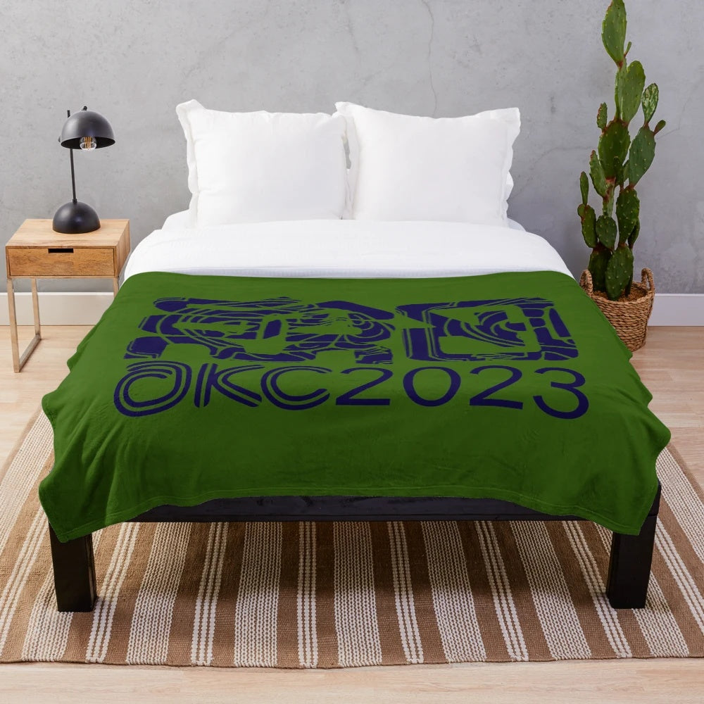 Navy plush blanket featuring the official AKC2023 logo design
