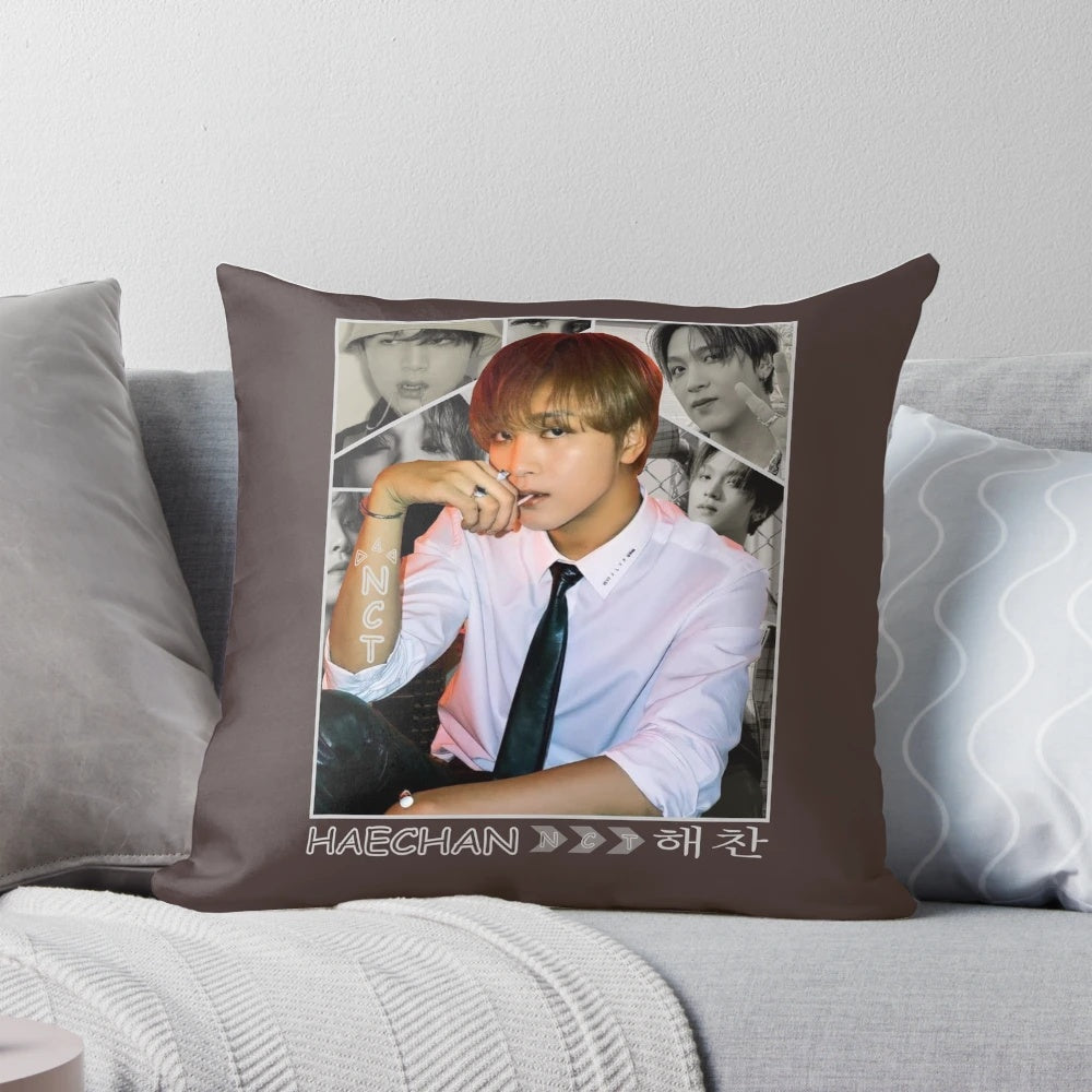 Cozy and vibrant NCT Haechan-inspired pillow, perfect for K-pop fans