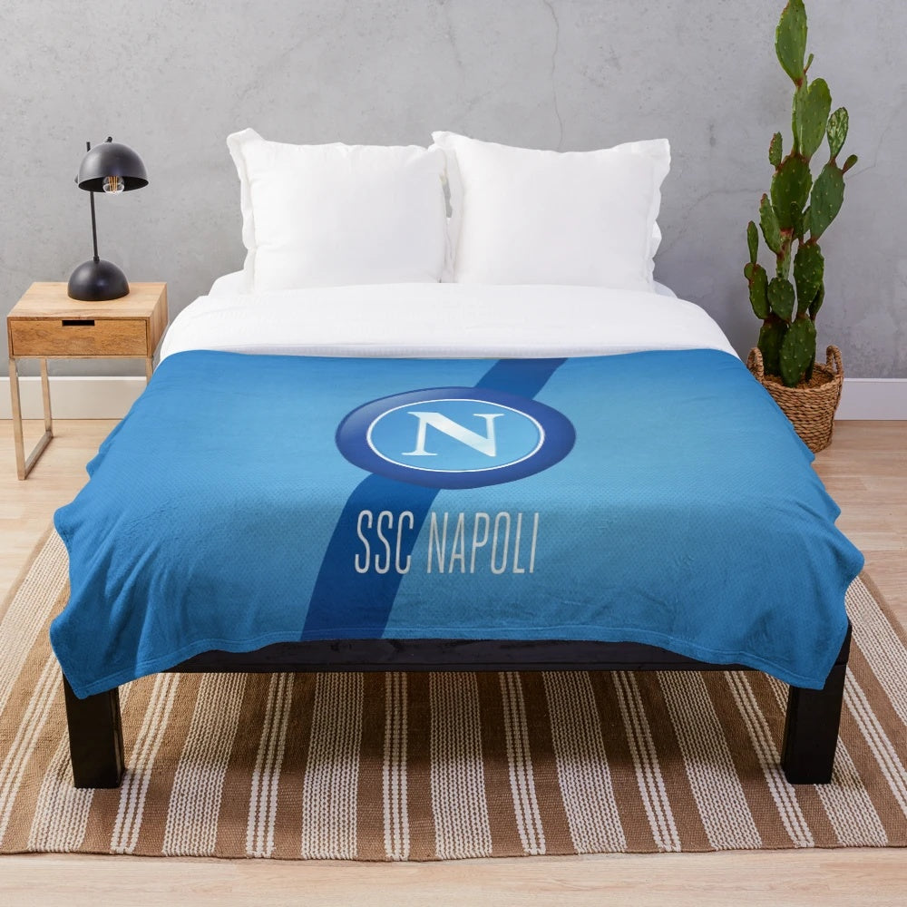 Plush blanket featuring the colors and design of the SSC Napoli football club