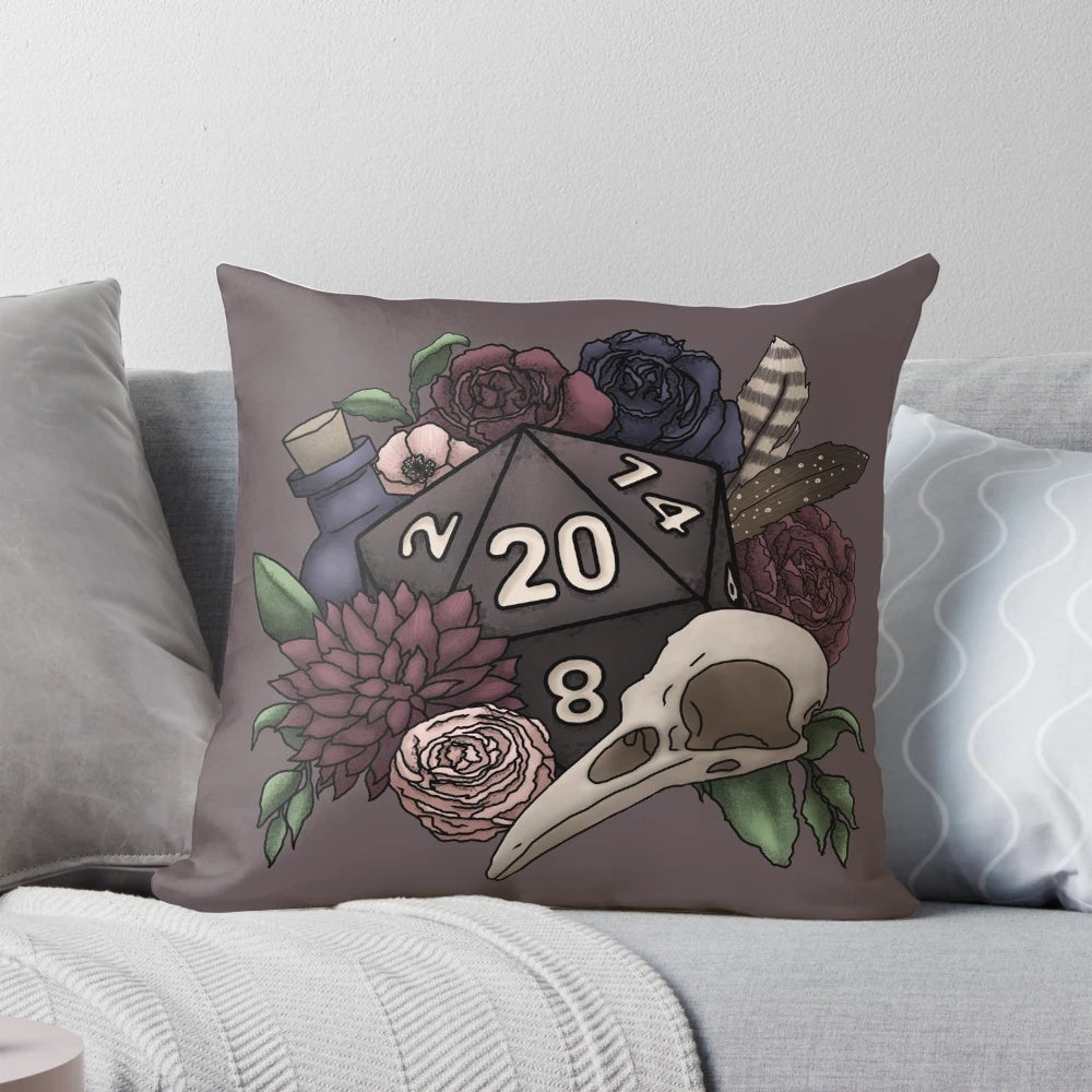 Necromancer D20 Tabletop RPG Gaming Dice Pillow for Geeks and Gamers