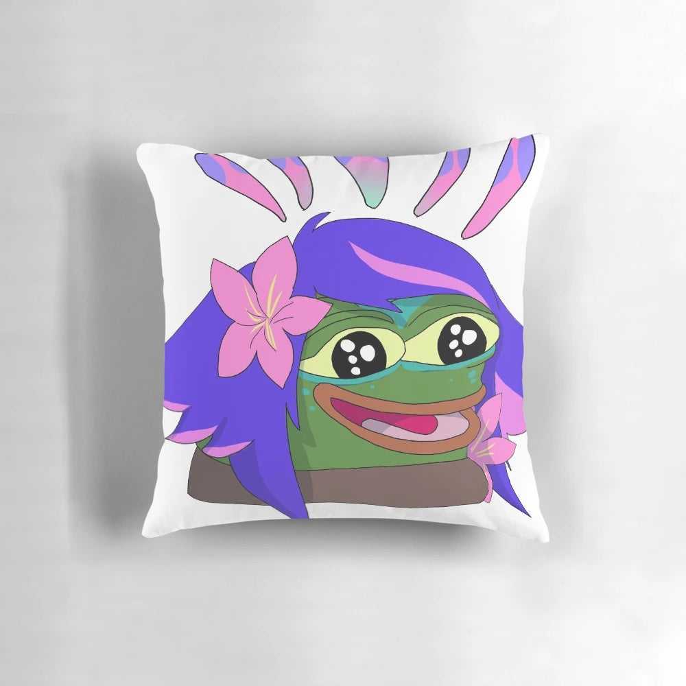 Soft, high-quality pillow featuring the League of Legends champion Neeko and the Pepe meme character