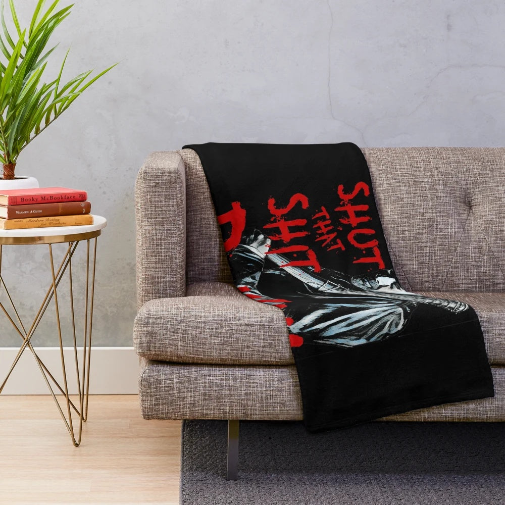 Negan inspired plush blanket featuring character from the TV series The Walking Dead