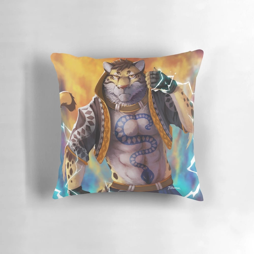 Nekojishi plush pillow featuring a soft, cuddly feline anthro character