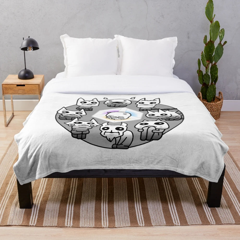 Battle Cats Nekoluga mural design plush blanket
