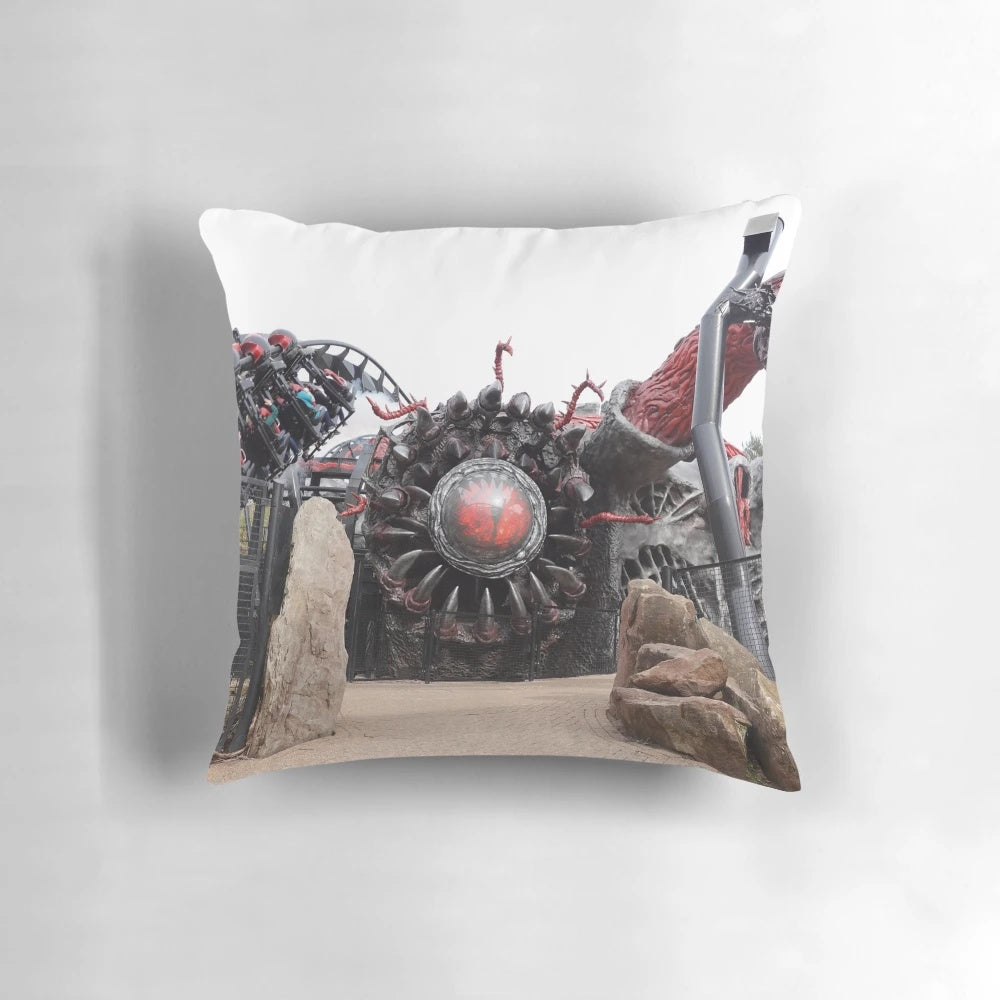 Nemesis Reborn Pillow featuring a captivating theme park photography design