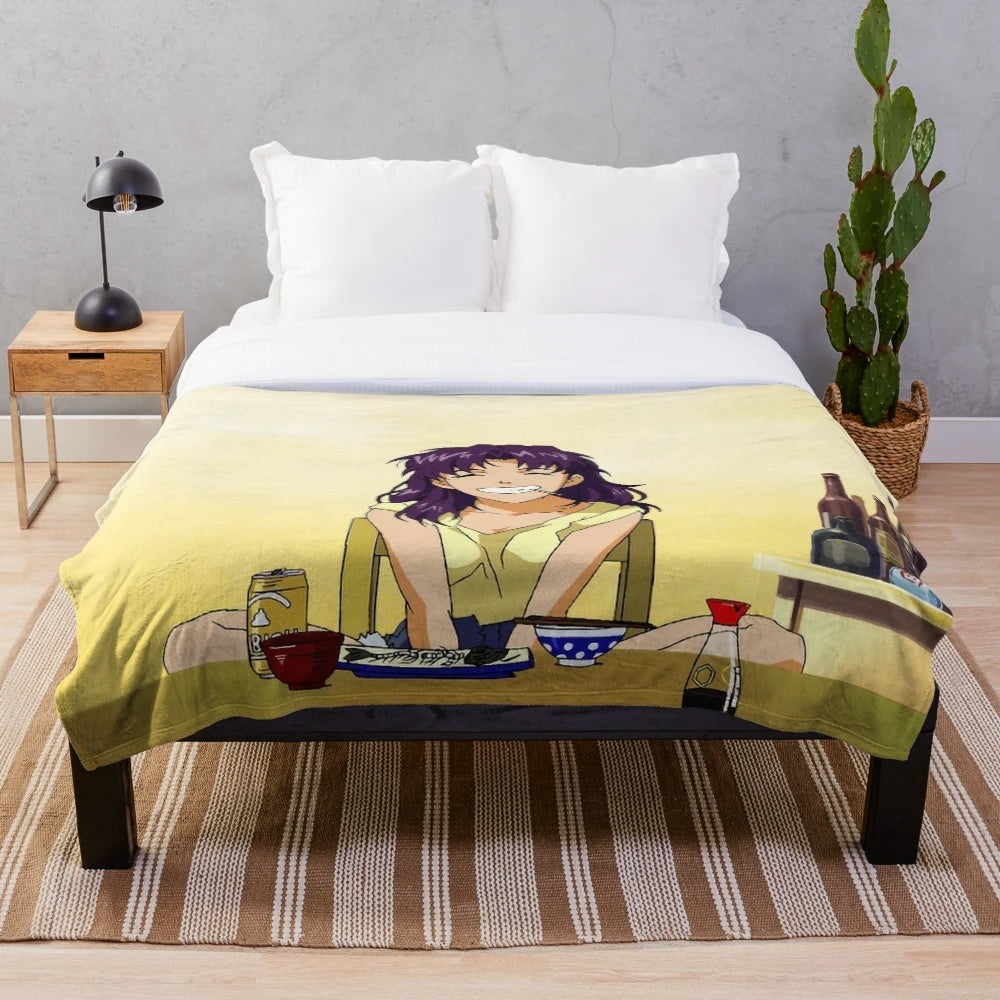 Neon Genesis Evangelion Misato Katsuragi smile plush blanket