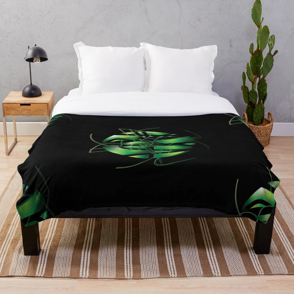 Neon green plush blanket with Xbox-inspired design