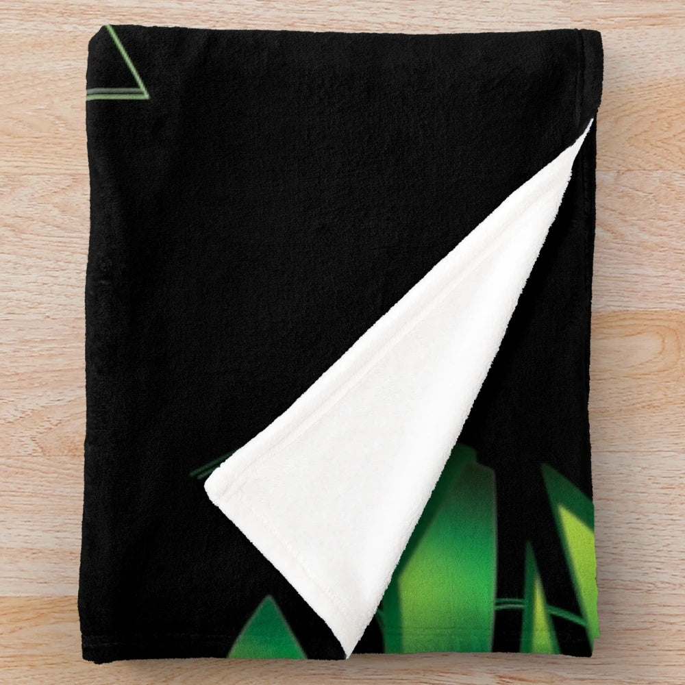 Neon green plush blanket with Xbox-inspired design