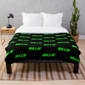 Neon plush blanket with Billie Eilish inspired black and green design