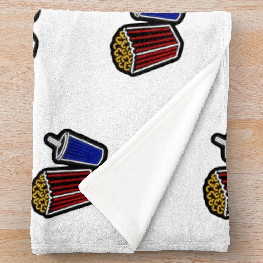 Neon popcorn cinema plush blanket for cozy movie nights