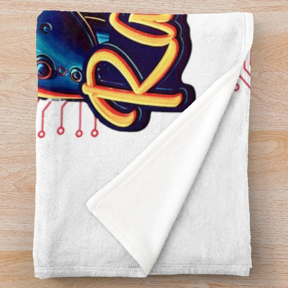Neon Rave Culture Plush Blanket featuring cyberpunk inspired design