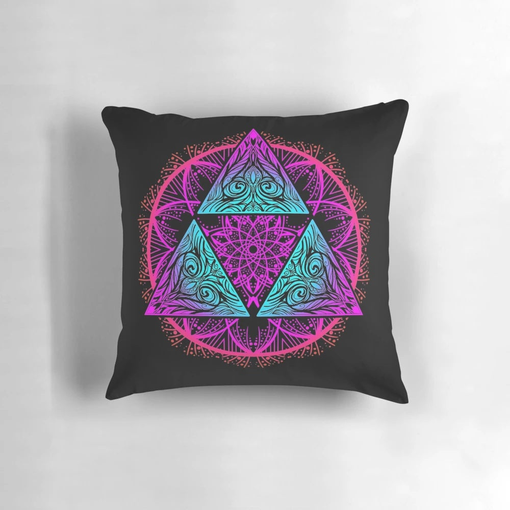 Neonforce Legend of Zelda Triforce Gaming Pillow with Mandala Design