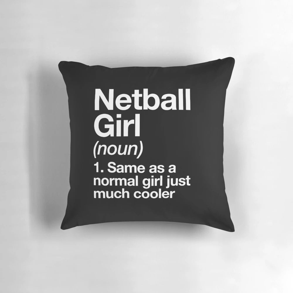 Netball girl sassy sports definition throw pillow