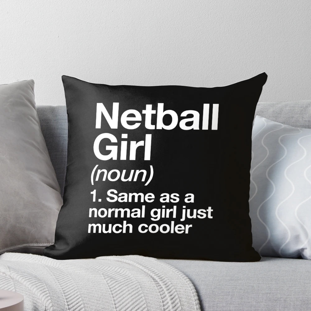 Netball girl sassy sports definition throw pillow