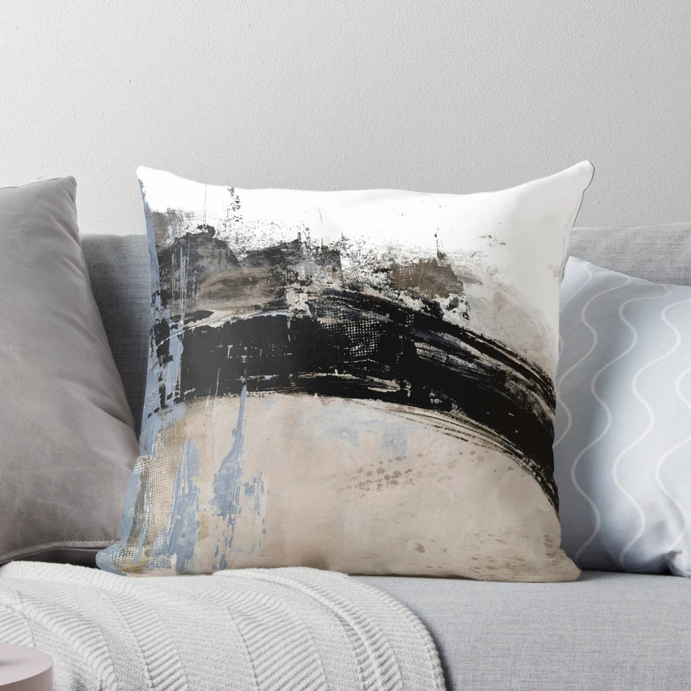 Neutral abstract painting-inspired throw pillow for modern home decor