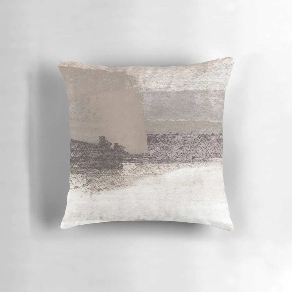 Neutral abstract painting in taupe and charcoal gray, featuring a contemporary and minimalist design