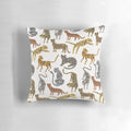 A neutral-toned pillow featuring a vibrant tiger design, perfect for jungle and safari-inspired home decor.