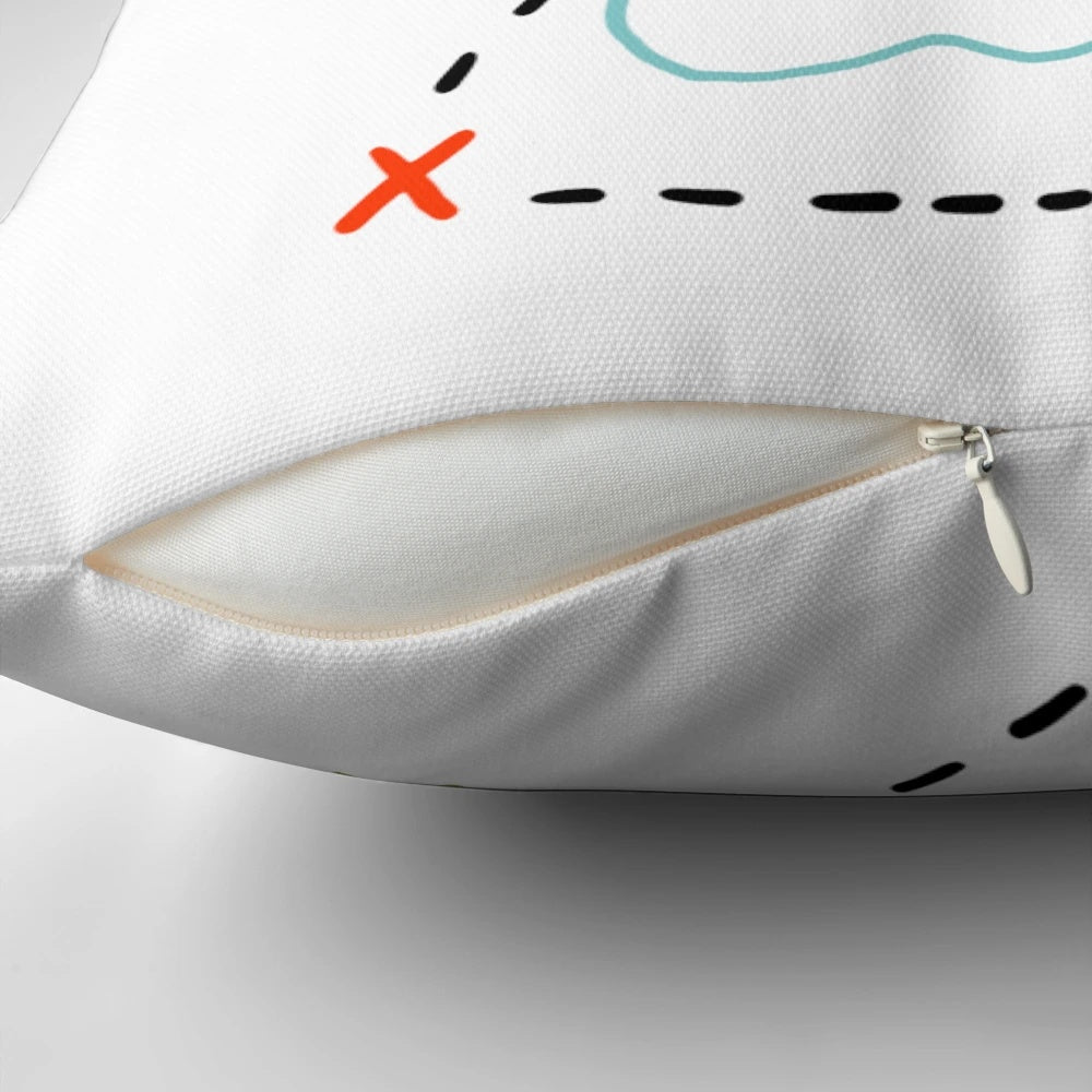 Neverland map inspired throw pillow with peter pan characters