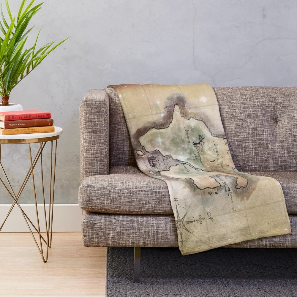Neverland map plush blanket with Peter Pan characters