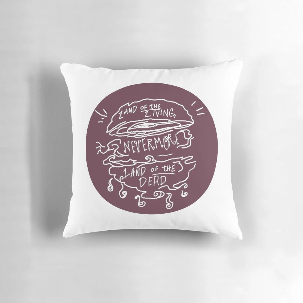 Nevermore Pillow featuring dark, gothic imagery inspired by the works of Edgar Allan Poe