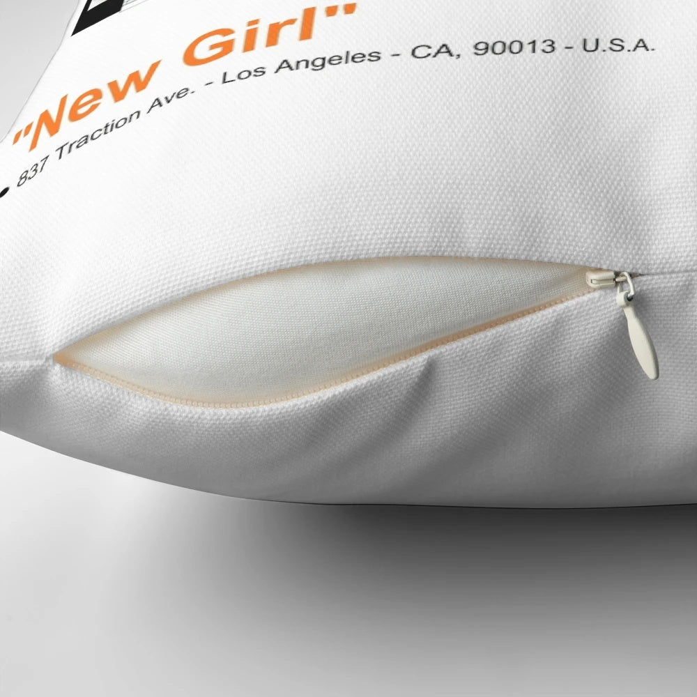 Detailed floorplan illustration of the iconic New Girl loft apartment printed on a high-quality throw pillow