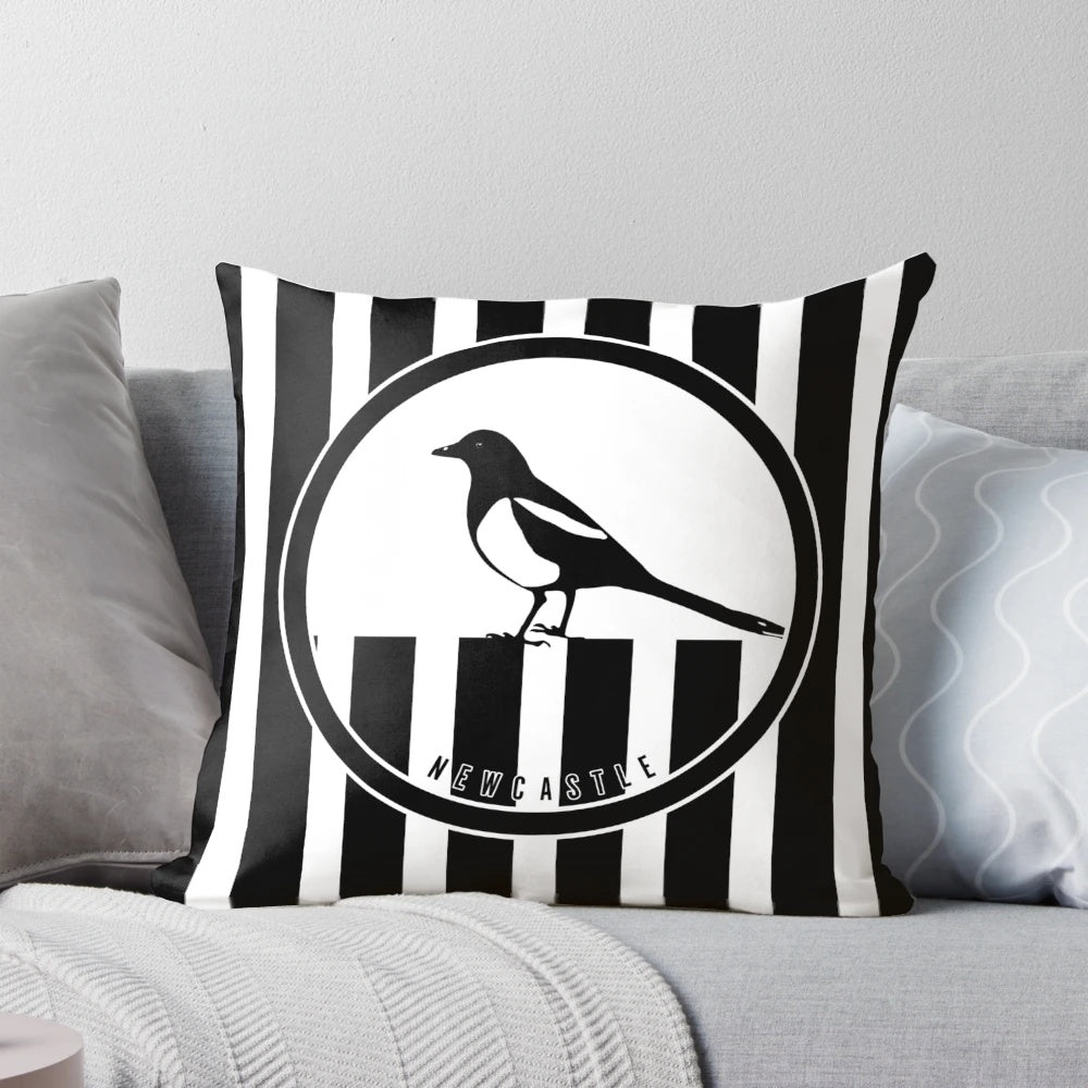 Newcastle Magpies Inspired Throw Pillow with Football Design