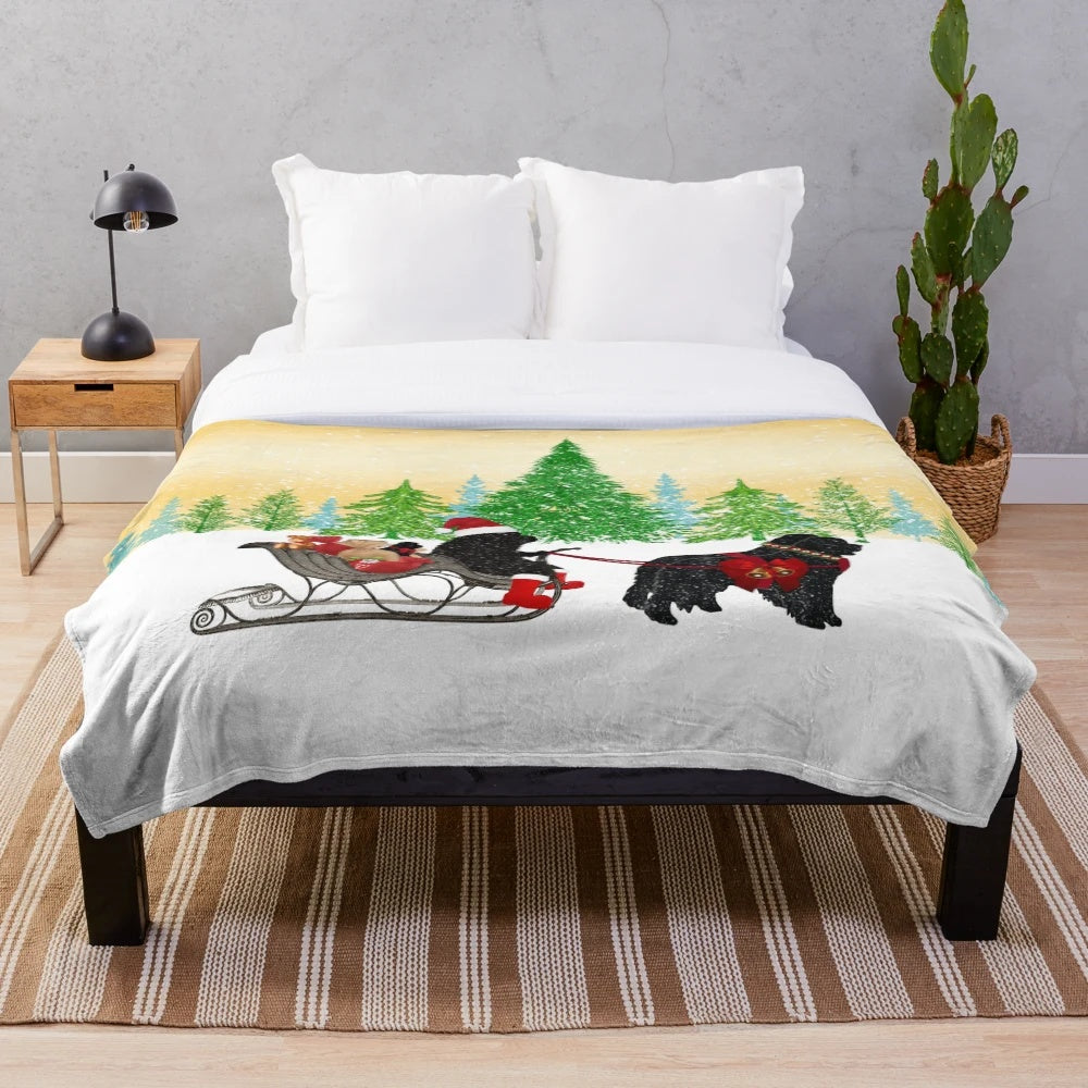 Newfoundland Dog Christmas Plush Blanket