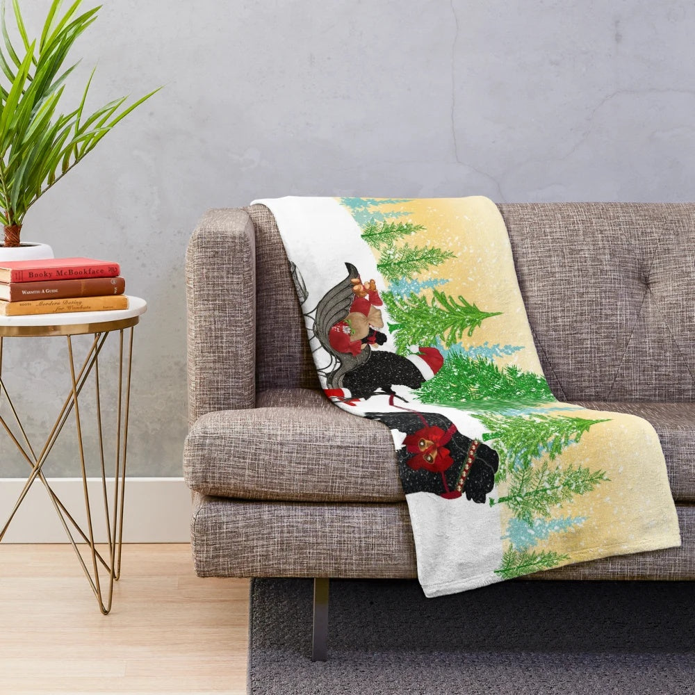 Newfoundland Dog Christmas Plush Blanket