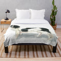 Newfoundland dog plush blanket featuring a watercolor-style design of a Landseer Newfoundland dog
