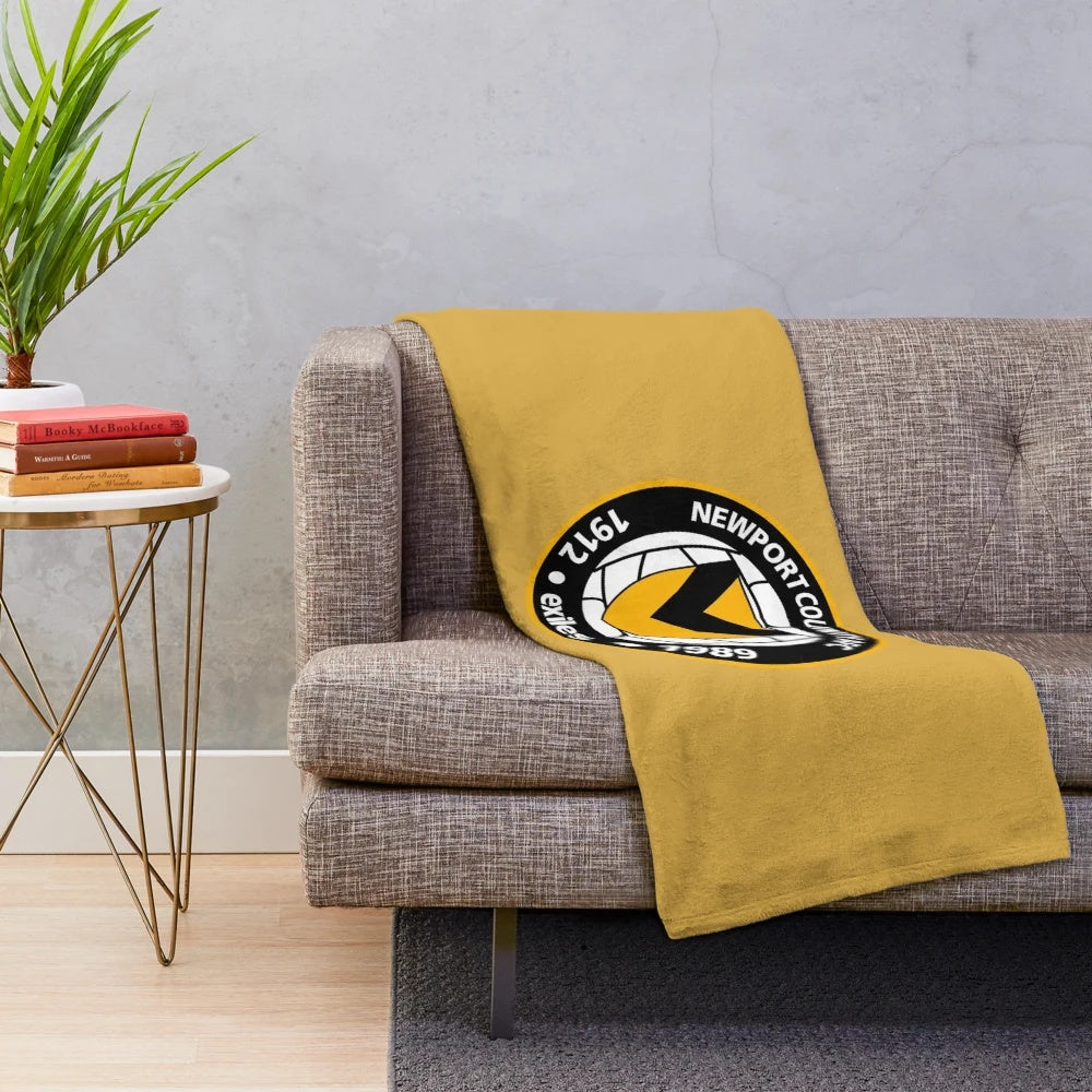 Newport County Football Club Plush Blanket with Yellow and Black Striped Design