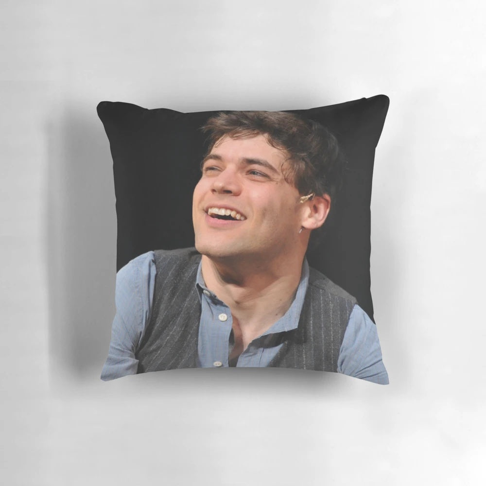 A plush pillow featuring Jeremy Jordan as Jack Kelly from the Broadway musical Newsies.