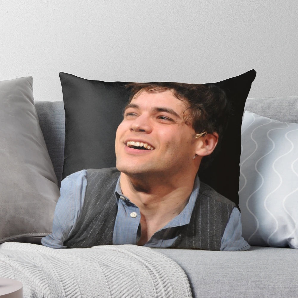A plush pillow featuring Jeremy Jordan as Jack Kelly from the Broadway musical Newsies.