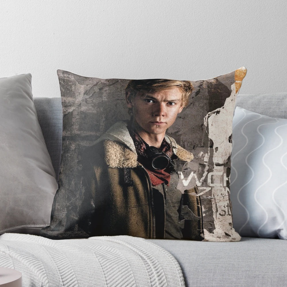 Newt from Maze Runner: The Death Cure Pillow, featuring high-quality ink design