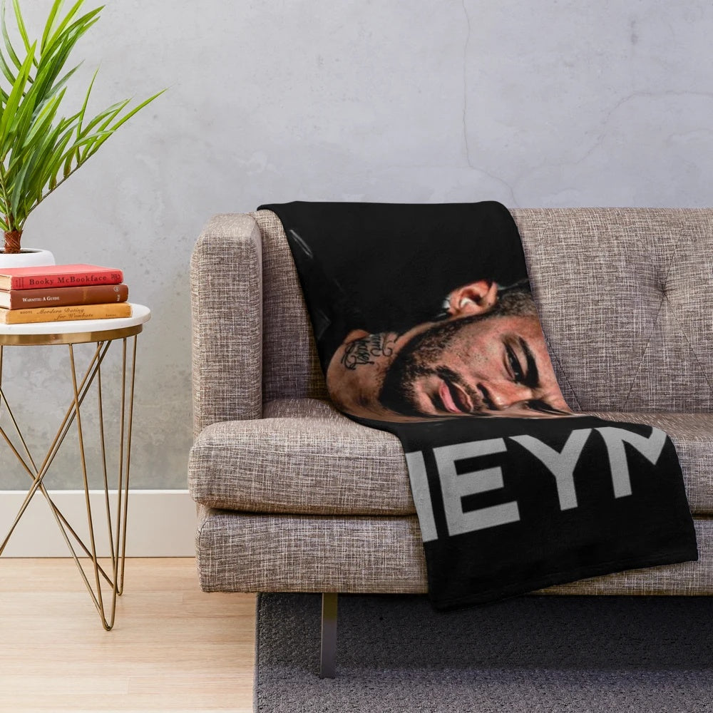 Neymar-inspired plush blanket with Brazil flag colors