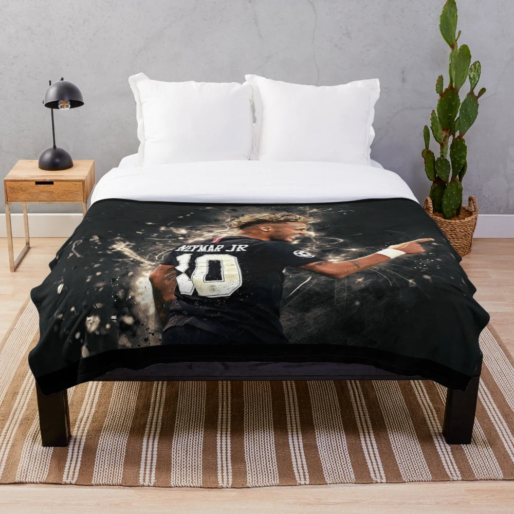 Neymar-inspired plush blanket for soccer enthusiasts